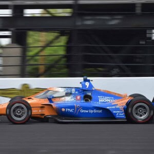 Scott Dixon practicing at the Indianapolis Motor Speedway