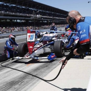 Graham Rahal pits during the 2021 Indianapolis 500