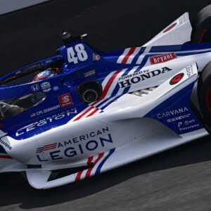 Tony Kanaan practicing for the Indianapolis 500
