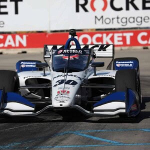 Takuma Sato practicing at Detroit