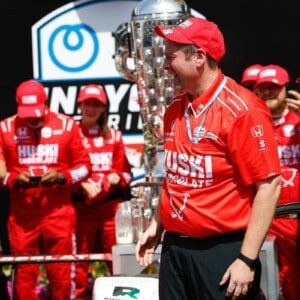 Marcus Ericsson and Brad Goldberg share a moment following the 2022 Indianapolis 500