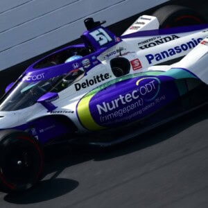 Takuma Sato practicing for the 2022 Indianapolis 500