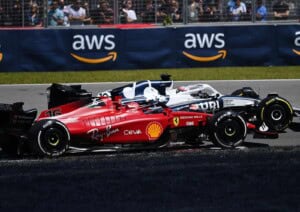 Pierre Gasly of France driving the (10) Scuderia AlphaTauri AT03 leads Charles Leclerc of Monaco driving the (16) Ferrari F1-75 during the F1 Grand Prix of Canada at Circuit Gilles Villeneuve on June 19, 2022 in Montreal, Quebec. (Photo by Dan Mullan/Getty Images)