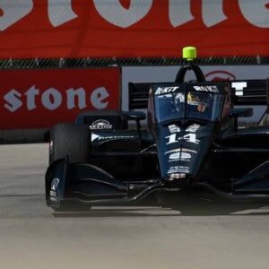 Kyle Kirkwood practicing at Detroit in 2022