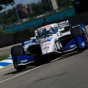 Graham Rahal practicing at Belle Isle in 2022