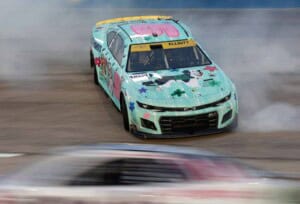 Chase Elliott, driver of the #9 NAPA/Children's Chevrolet, spins after an on-track incident the NASCAR Cup Series Cook Out Southern 500 at Darlington Raceway on September 04, 2022 in Darlington, South Carolina. (Photo by Jared C. Tilton/Getty Images)