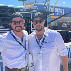 Dennis Hirtz (right), president of 3F Racing, poses for a photo with Paul Wiedeler at Homestead-Miami Speedway in 2022