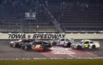 2023 ARCA Iowa restart - William Sawalich, No. 18 Joe Gibbs Racing Toyota, leads (Credit: Matthew Putney/ARCA Racing used with permission)