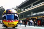 MEXICO CITY, MEXICO - OCTOBER 26: A buggy designed to look like the race helmet of Sergio Perez of Mexico and Oracle Red Bull Racing drives in the Pitlane during previews ahead of the F1 Grand Prix of Mexico at Autodromo Hermanos Rodriguez on October 26, 2023 in Mexico City, Mexico. (Photo by Mark Thompson/Getty Images) // Getty Images / Red Bull Content Pool //