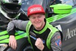 Sean McAlister after winning the pole for the IMSA Michelin Pilot Challenge BMW M Endurance Challenge at Daytona International Speedway, 1/25/2024 (Photo: Phil Allaway)