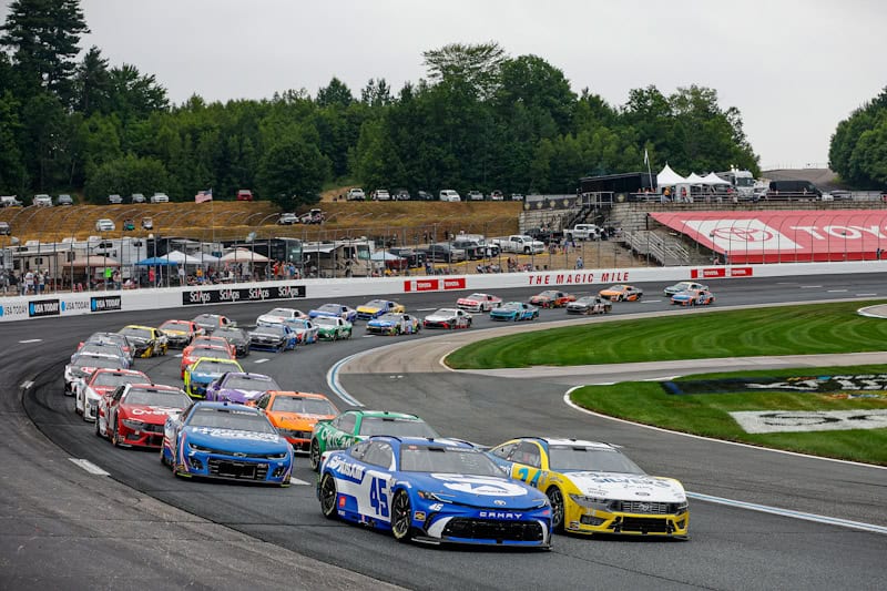 2024 Cup New Hampshire pack racing VI - Tyler Reddick, No. 45 23XI Racing Toyota, and Michael McDowell, No. 34 Front Row Motorsports Ford (Credit: Sean Gardner/Getty Images via NASCAR Media)