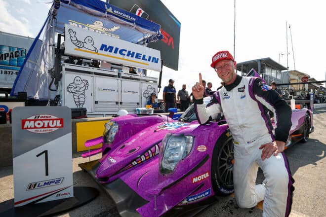 PJ Hyett after winning the pole for the Chevrolet Grand Prix at Canadian Tire Motorsport Park (Photo: Courtesy of IMSA)