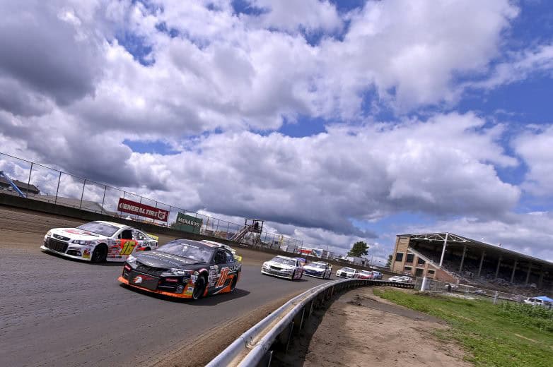 2024 ARCA Illinois State Fairgrounds AKA Springfield Mile pack racing III - William Sawalich, No. 18 Joe Gibbs Racing Toyota, and Kelly Kovski, No. 16 Kelly Kovski Racing Chevrolet (Credit: Jeff Curry/ARCA Racing used with permission)