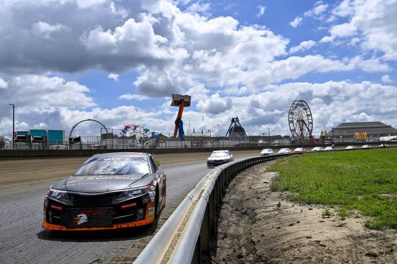 2024 ARCA Illinois State Fairgrounds AKA Springfield Mile pack racing - William Sawalich, No. 18 Joe Gibbs Racing Toyota (Credit: Jeff Curry/ARCA Racing used with permission)
