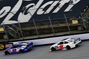 2024 ARCA Bristol racing II - Corey Day, No. 82 Pinnacle Racing Group Chevrolet, and Lavar Scott, No. 6 Rev Racing Chevrolet (Credit: NKP)