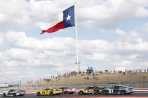 COTA / #7: Justin Haley, Spire Motorsports, Group 1001 Chevrolet, #34: Todd Gilliland, Front Row Motorsports, Love's Travel Stops Ford Mustang, #4: Noah Gragson, Front Row Motorsports, Rush Truck Centers Ford Mustang, #21: Josh Berry, Wood Brothers Racing, Freightliner Ford Mustang