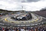 A general view of racing during the NASCAR Cup Series Cook Out 400 at Martinsville Speedway on March 30, 2025 in Martinsville, Virginia. (Photo by Logan Riely/Getty Images)
