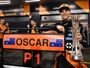 JEDDAH, SAUDI ARABIA - APRIL 20: Race winner Oscar Piastri of Australia and McLaren and the McLaren team celebrate in the Pitlane after the F1 Grand Prix of Saudi Arabia at Jeddah Corniche Circuit on April 20, 2025 in Jeddah, Saudi Arabia. (Photo by Sam Bagnall/Sutton Images)