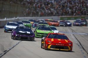 Bubba Wallace, driver of the #23 McDonald's Toyota, and Alex Bowman, driver of the #48 Ally Chevrolet, race during the NASCAR Cup Series Würth 400 at Texas Motor Speedway on May 04, 2025 in Fort Worth, Texas. (Photo by Sean Gardner/Getty Images)