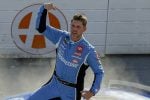 Denny Hamlin, driver of the #11 Progressive Toyota, celebrates after winning the NASCAR Cup Series AutoTrader EchoPark Automotive 400 at Dover Motor Speedway on July 20, 2025 in Dover, Delaware. (Photo by Sean Gardner/Getty Images)