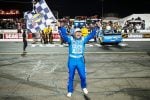 #34: Layne Riggs, Front Row Motorsports, Clew Ford F-150 celebrates his victory