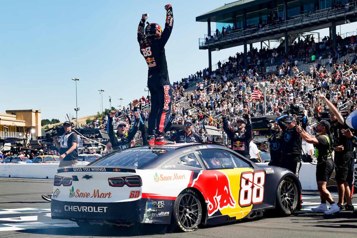 Shane van Gisbergen celebrates his victory at Sonoma Raceway