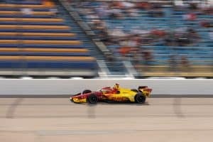 NTT IndyCar Series driver Alex Palou races for Chip Ganassi Racing at Iowa Speedway in 2025.