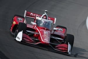 NTT InyCar Series driver Josef Newgarden drives for Team Penske at Iowa Speedway in 2025.