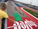 The green flag waves at Iowa Speedway during the 2024 NTT IndyCar Series season.