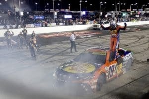 NASCAR Cup Series Darlington Southern 500- #19: Chase Briscoe, Joe Gibbs Racing, Bass Pro Shops Toyota Camry celebrates his win