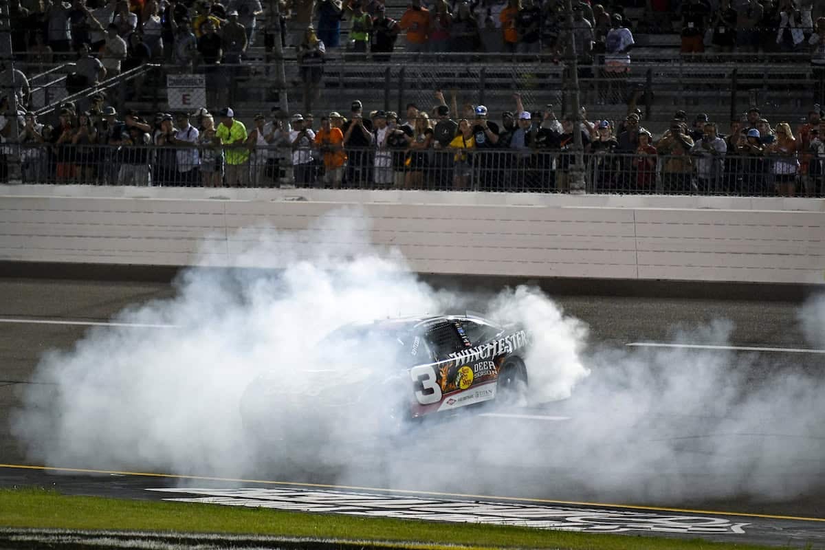 #3: Austin Dillon, Richard Childress Racing, Bass Pro/Winchester Chevrolet, winner, burnout