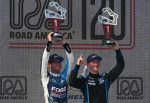 Nate Cicero and Jenson Altzman celebrate their victory in the IMSA Michelin Pilot Challenge Road America 120, 8/2/2025 (Photo: Phil Allaway)