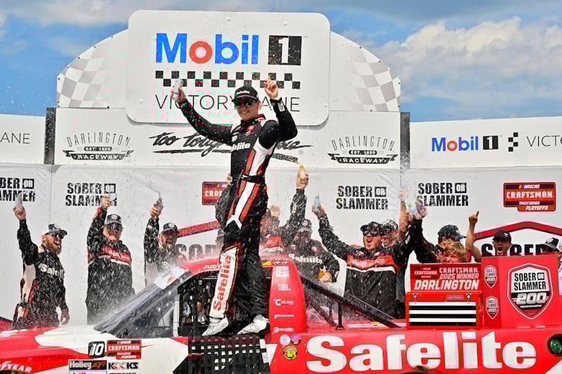 2025 Trucks Darlington Corey Heim victory lane (Credit: Rusty Jarrett/NKP)