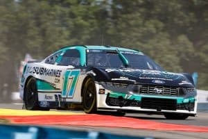 Chris Buescher exiting the Inner Loop during the Go Bowling at the Glen, 8/10/2025 (Photo: Nigel Kinrade Photography)
