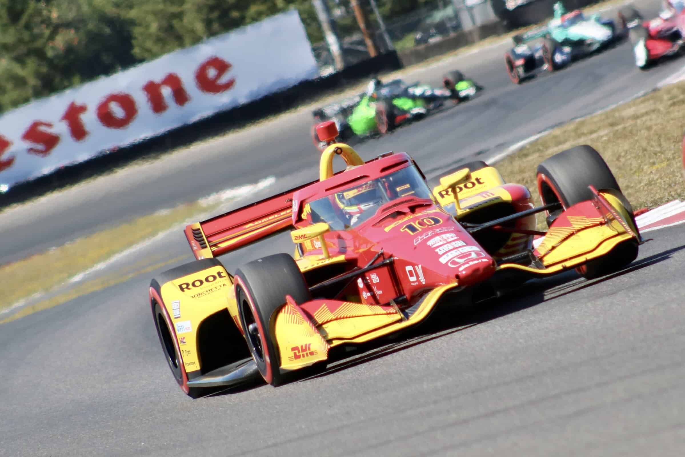 Alex Palou drives for Chip Ganassi Racing during the 2025 NTT IndyCar Series race at Portland.