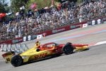 Alex Palou drives for Chip Ganassi Racing during the 2025 NTT IndyCar Series race at Portland.
