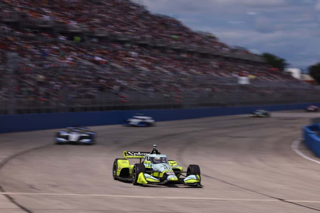 NTT IndyCar Series driver Christian Rasmussen races to his first win at the Milwaukee Mile in 2025.