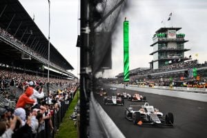 The NTT IndyCar Series field during the 2025 Indianapolis 500.