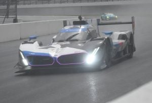 Philipp Eng in the wet during the TireRack.com Battle On The Bricks at Indianapolis Motor Speedway, 9/22/2024 (Photo: Phil Allaway)