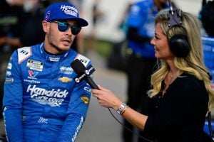 2025 Cup Gateway Kyle Larson TV interview (Credit: Nigel Kinrade/NKP)
