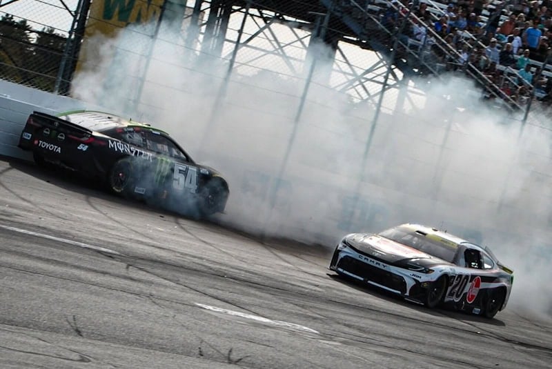 2025 Cup New Hampshire Ty Gibbs, No. 54 Joe Gibbs Racing Toyota, crash (Credit: Chase Folsom)