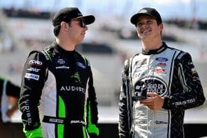 #25: Harrison Burton, AM Racing, DEX Imaging - Dead On Tools Ford Mustang and #41: Sam Mayer, Haas Factory Team, Audibel Ford Mustang