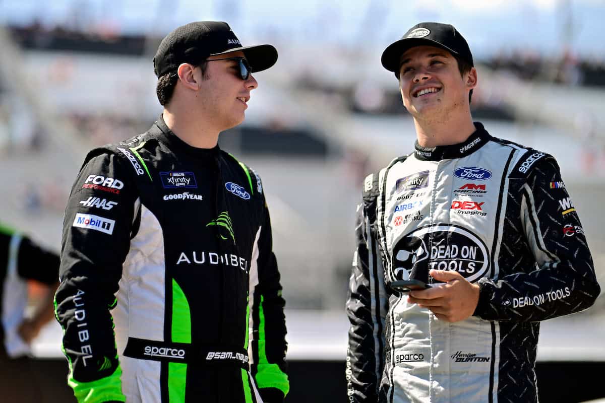 #25: Harrison Burton, AM Racing, DEX Imaging - Dead On Tools Ford Mustang and #41: Sam Mayer, Haas Factory Team, Audibel Ford Mustang