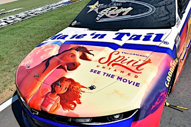 Spirit on the hood of a NASCAR car
