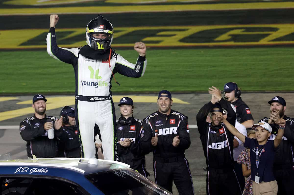 Aric Almirola celebrates Las Vegas NASCAR Xfinity Series win