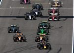 Max Verstappen leads Lando Norris and Oscar Piastri off the line for the F1 Sprint at the United States Grand Prix.