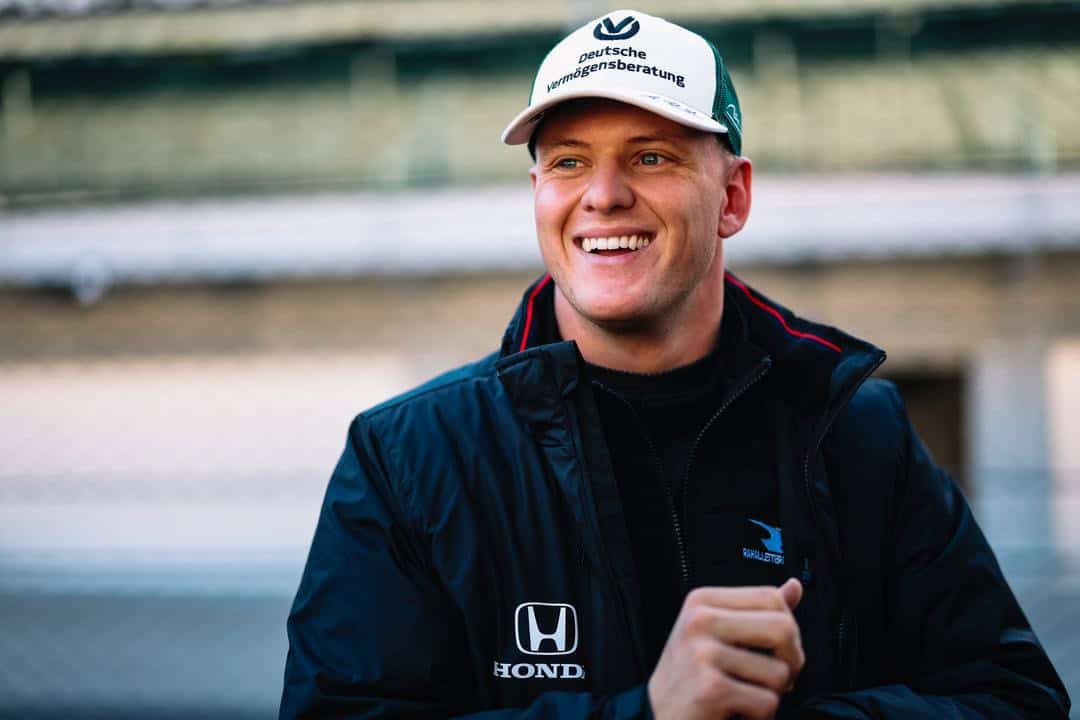 Mick Schumacher during a 2025 IndyCar test session at Indianapolis Motor Speedway.