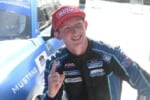Nate Cicero after winning the pole for the IMSA Michelin Pilot Challenge BMW M Endurance Challenge at Daytona International Speedway, 1/22/2026 (Photo: Phil Allaway)