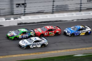 #1: Ross Chastain, Trackhouse Racing, Busch Light Chevrolet Camaro, #8: Kyle Busch, Richard Childress Racing, zone Jalapeño Lime Chevrolet Camaro, #47: Ricky Stenhouse Jr, Hyak Motorsports, Chef Boyardee Chevrolet Camaro, #77: Carson Hocevar, Spire Motorsports, Spectrum Chevrolet Camaro