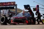 Tyler Reddick, driver of the #45 Chumba Casino Toyota, pits during the NASCAR Cup Series DuraMax Grand Prix Powered by RelaDyne at Circuit of The Americas on March 01, 2026 in Austin, Texas. (Photo by James Gilbert/Getty Images)